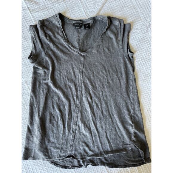 5 for 20 Lands’ End Green Cotton Tee & Tahari Gray Linen V-Neck Top Women’s M - Picture 9 of 9
